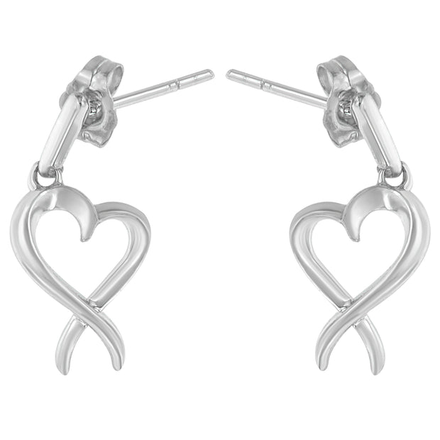 Sterling Silver Dangle-Heart Earrings