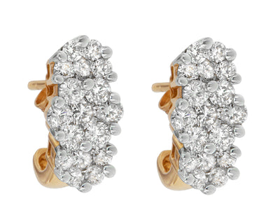 14K Yellow Gold 2 1/20 cttw Round Cut Diamond Cluster Earrings (I-J, I1-I2)