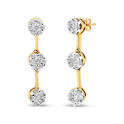 14K Yellow Gold Round Diamond Earrings (1.05 cttw, H-I Color, SI1-SI2 Clarity)