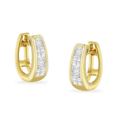 14k Yellow Gold 1/2ct TDW Princess and Baguette Diamond Earrings (I-J,VS1-VS2)
