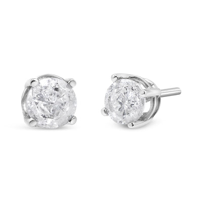 14K White Gold 3/4 Cttw Lab Grown Diamond 4-Prong Classic Stud Earrings (F-G Color, VS2-SI1 Clarity)