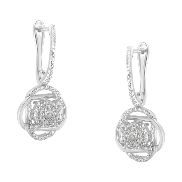 .925 Sterling-Silver Diamond Accent Floral Cluster Drop and Dangle Stud Earring (I-J Color, I3 Clarity)