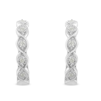 .925 Sterling Silver 1/10 Cttw Miracle-Set Diamond Infinity Swirl Hoop Earrings (I-J Color, I3 Clarity)