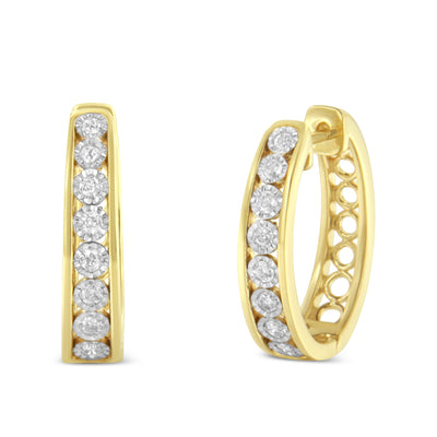 10KT Two-Tone Gold Diamond Hoop Earring (1/2 cttw, J-K Color, I2-I3 Clarity)