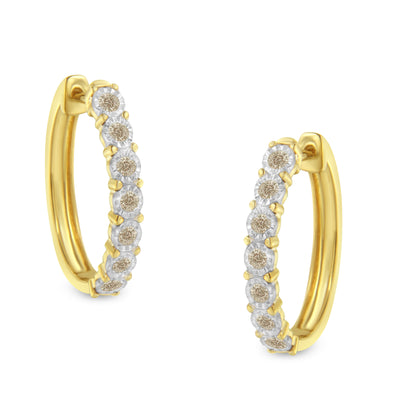 10KT Two-Toned Gold Diamond Hoop Earring (1/2 cttw, J-K Color, I2-I3 Clarity)