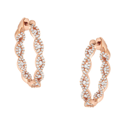 10K Rose Gold Diamond Hoop Earring (1 cttw, H-I Color, I1-I2 Clarity)