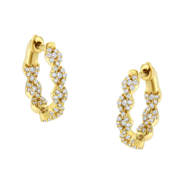 10K Yellow Gold Diamond Huggy Earrings (1/2 cttw, H-I Color, I1-I2 Clarity)