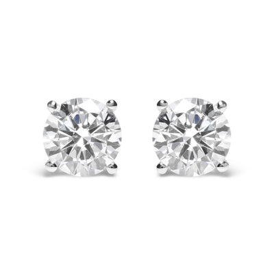 14K White Gold 4.00 Cttw Round Brilliant-Cut Lab-Grown Diamond Classic 4-Prong Stud Earrings with Screw Backs (G-H Color. VS1-VS2 Clarity)
