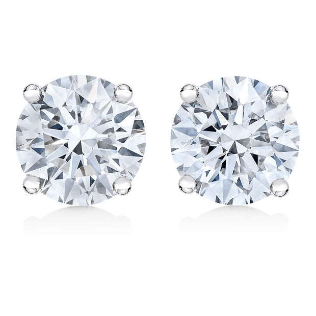 10K White Gold 1/2 Cttw Lab Created Round Brilliant Cut White Diamond Classic 4-Prong Solitaire Stud Earrings (E-F Color, VVS2-VS1 Clarity)