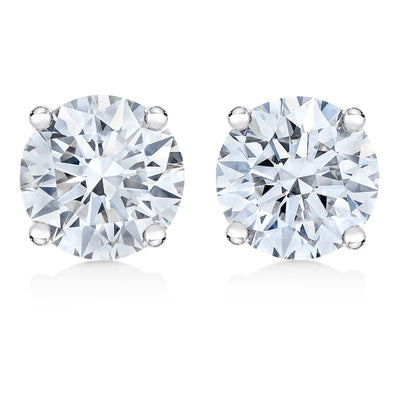 AGS Certified 14K White Gold 1.0 Cttw 4-Prong Set Brilliant Round-Cut Solitaire Diamond Push Back Stud Earrings (I-J Color, SI2-I1 Clarity)