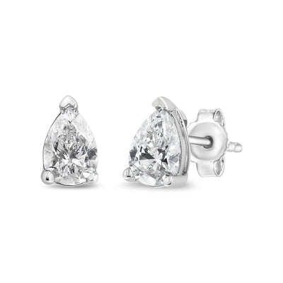 14K White Gold 1/2 Cttw Pear Shape Solitaire Lab Grown Diamond Stud Earrings (F-G Color, VS2-SI1 Clarity)
