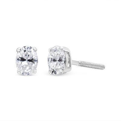 14K White Gold 1/2 Cttw Oval Stud Lab Grown Diamond Earrings (F-G Color, VS2-SI1 Clarity)