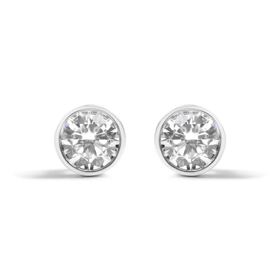 14K White Gold 5/8 Cttw Bezel Set Lab Grown Round Diamond Screw-Back Solitaire Stud Earrings (G-H Color, VS2-SI1 Clarity)