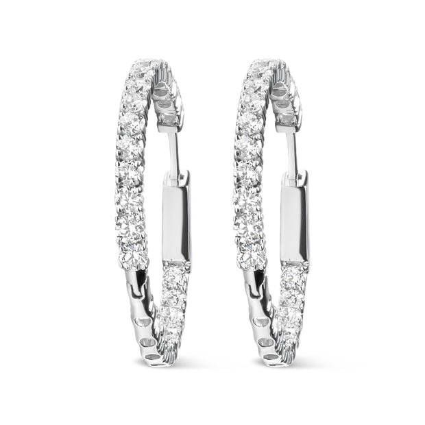14K White Gold 3.00 Cttw Lab-Grown Diamond Inside Out Hoop Earrings (F-G Color, VS1-VS2 Clarity)