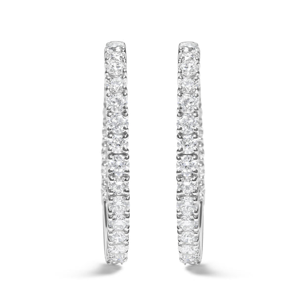 14K White Gold 5.00 Cttw Lab-Grown Diamond Inside Out Hoop Earrings (F-G Color, VS1-VS2 Clarity)
