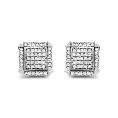 10K White Gold 1.0 Cttw Diamond  Composite with Halo Stud Earrings (H-I Color, I1-I2 Clarity)