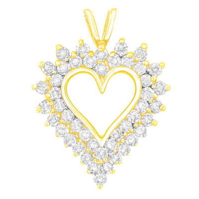 14K Yellow Gold Plated .925 Sterling Silver 3.00 Cttw Round Cut Diamond Cluster Heart 18" Pendant Necklace (K-L Color, I1-I2 Clarity)