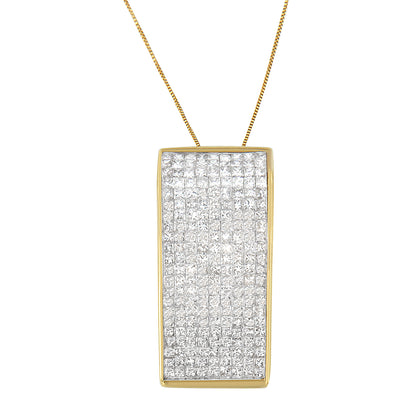 14K Yellow Gold Princess Cut Diamond Block Pendant Necklace (2 5/8 cttw, H-I Color, SI2-I1 Clarity)