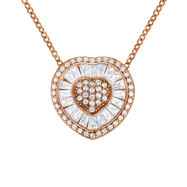 10K Rose Gold 1/2 cttw, Diamond Heart Pendant Necklace (H-I Color, I1-I2 Clarity)