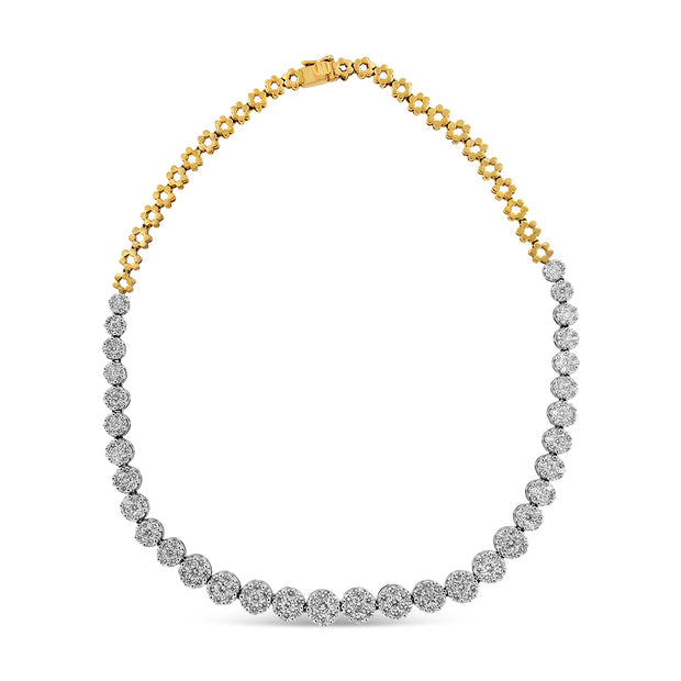 IGI Certified 14K Yellow Gold 14 3/4 cttw Pave Set Round-Cut Diamond Riviera Necklace (F-G Color, S2-I1 Clarity) | American Jewelry