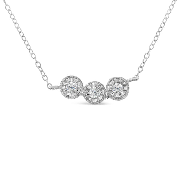 Sterling Silver Round Diamond Pendant Necklace (1/4 cttw, H-I Color, I2-I3 Clarity)