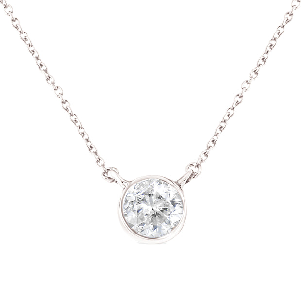 .925 Sterling Silver 1/2 Cttw Diamond Bezel 18" Pendant Necklace (I-J Color, I2-I3 Clarity)