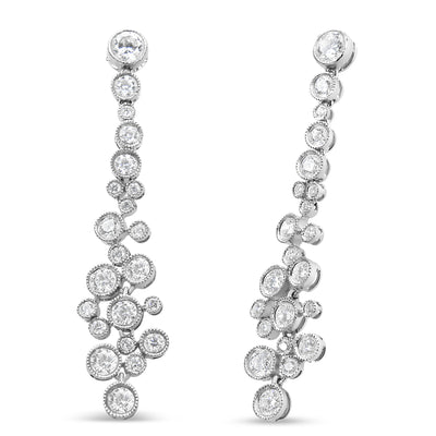 18K White Gold 3.15 Cttw Round Diamond Waterfall Drop Dangle Stud Earrings (H-I Color, VS1-VS2 Clarity)