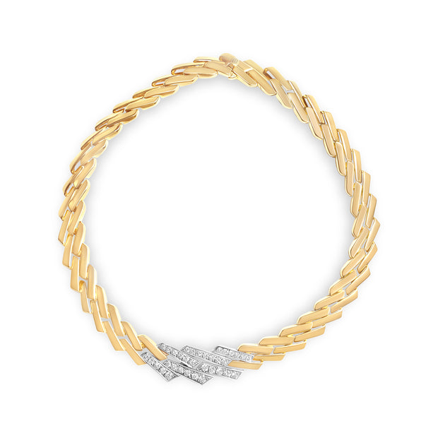 14k Yellow Gold 2 3/4 Cttw Pave Diamond Miami Cuban Curb Link Chain 16" Necklace (H-I Color, SI1-SI2 Clarity)