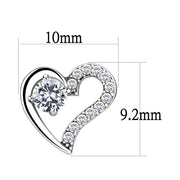 DA083 - High polished (no plating) Stainless Steel Earrings with AAA Grade CZ  in Clear