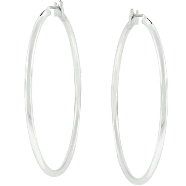 Large Silvertone Finish Hoop Earrings
