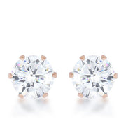 Reign 3.4ct CZ Rose Gold Stainless Steel Stud Earrings