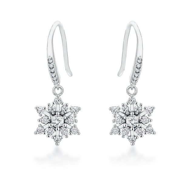 Contemporary Rhodium Plated CZ Earrings