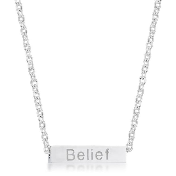 Inspirational Stainless Steel Bar Script Accent Necklace