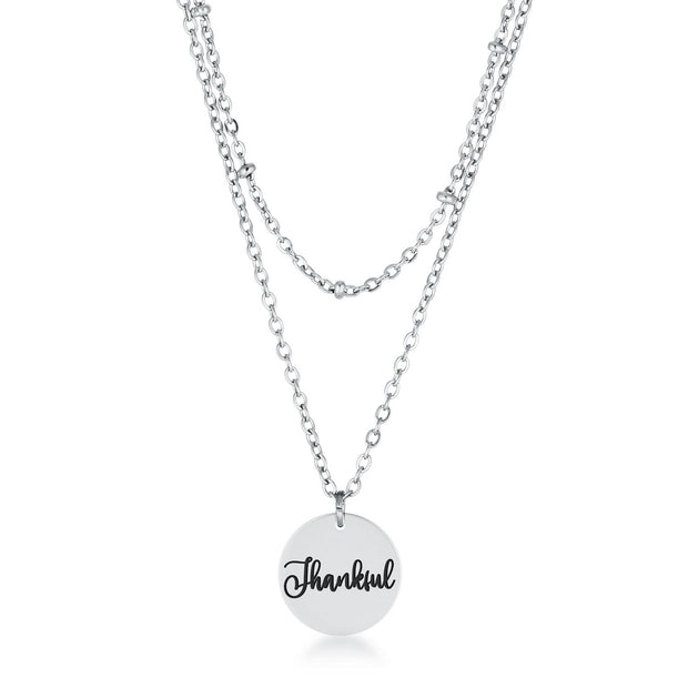 Silver Plated Double Chain THANKFUL Necklace