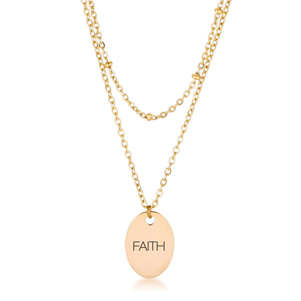 Gold Plated Double Chain FAITH Necklace