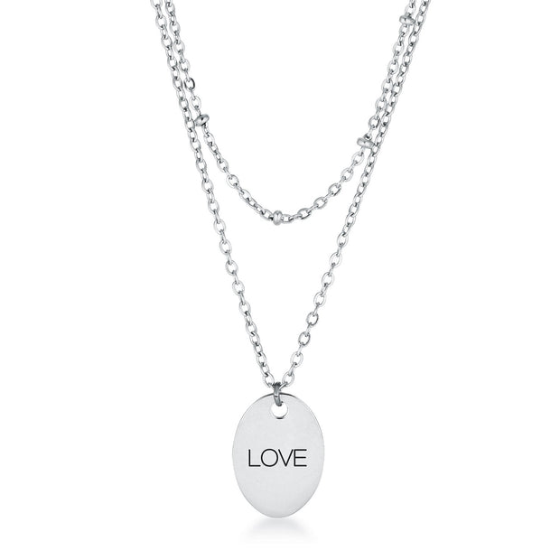 Silver Plated Double Chain LOVE Necklace
