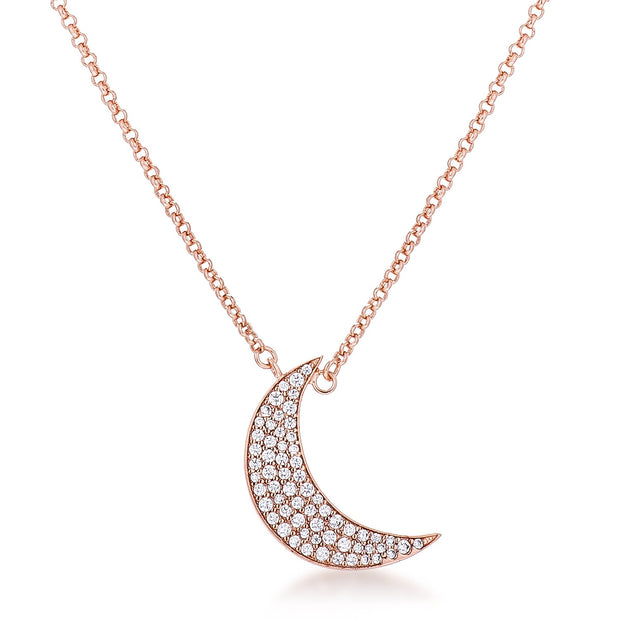 To the Moon and Back Rose Goldtone CZ Necklace