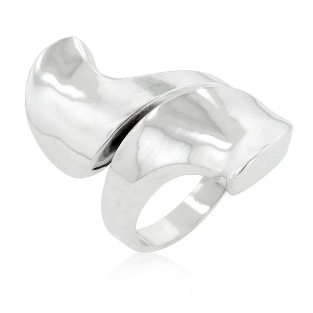 Silvertone Finish Abstract Statement Ring