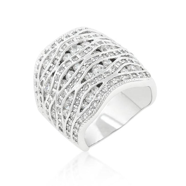 Cubic Zirconia Pave Abstract Ring