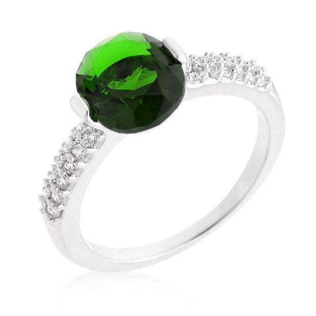 Green Oval Cubic Zirconia Engagement Ring