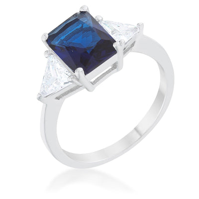Classic Sapphire White Gold Rhodium Engagement Ring