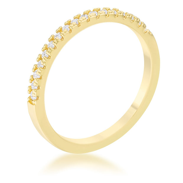 Rina 0.11ct CZ 14k Gold Delicate Band Ring, <b>Size 5</b>