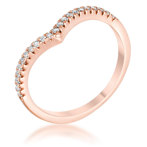 .22Ct Rose Goldtone Chevron Ring with CZ, <b>Size 5</b>