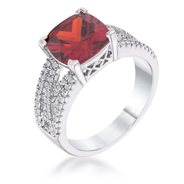 3Ct Elegant Silvertone Criss-Cross Garnet CZ Engagement Ring, <b>Size 5</b>