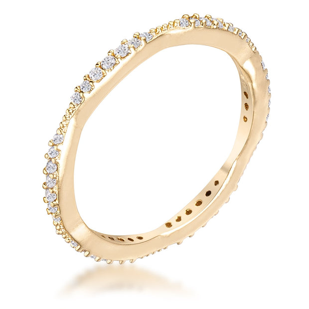 .42Ct Dainty 18k Gold Plated Micro Pave CZ Stackable Eternity Ring, <b>Size 4</b>