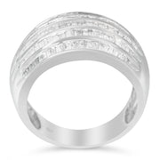 Sterling Silver 1ct. TDW Multi-Row Baguette Diamond Band cocktail Ring (H-I, I2-I3)