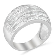 Sterling Silver 1ct. TDW Multi-Row Baguette Diamond Band cocktail Ring (H-I, I2-I3)