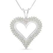 Sterling Silver 1ct TDW Diamond Heart Pendant Necklace (I-J, I3)