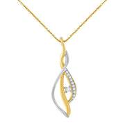 10K Two-Tone Gold 1-10ct TDW  Diamond Cascade Pendant Necklace (I-J, I1-I2)