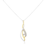 10K Two-Tone Gold 1-10ct TDW  Diamond Cascade Pendant Necklace (I-J, I1-I2)
